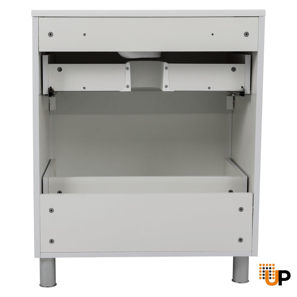 Modern Free Standing Bathroom Vanity with Washbasin | Comfort White High Gloss Collection | Non-Toxic Fire-Resistant MDF-40" photo#5