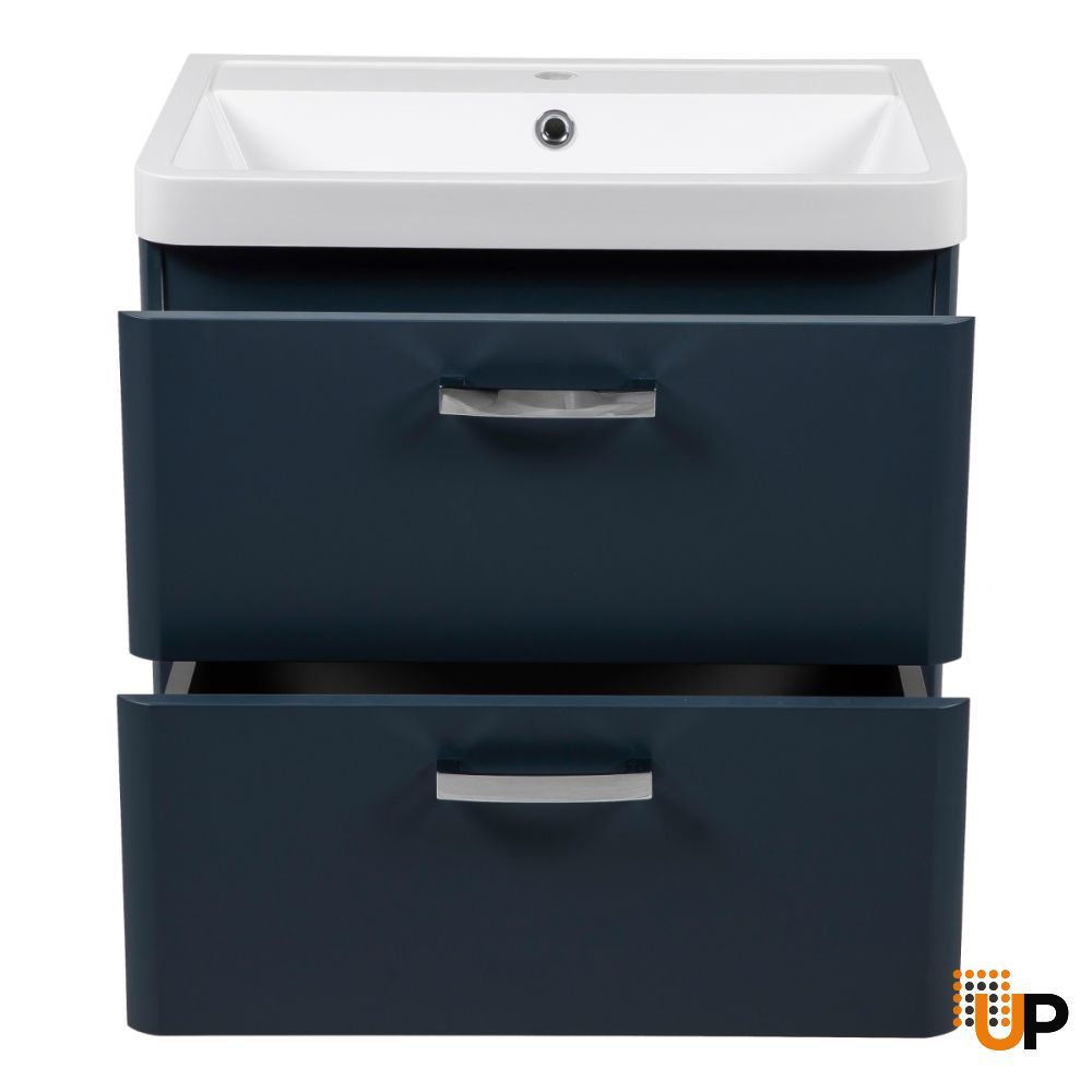 Modern Wall-Mounted Bathroom Vanity with Washbasin | Fiona Blue Matte Collection | Non-Toxic Fire-Resistant MDF photo#3