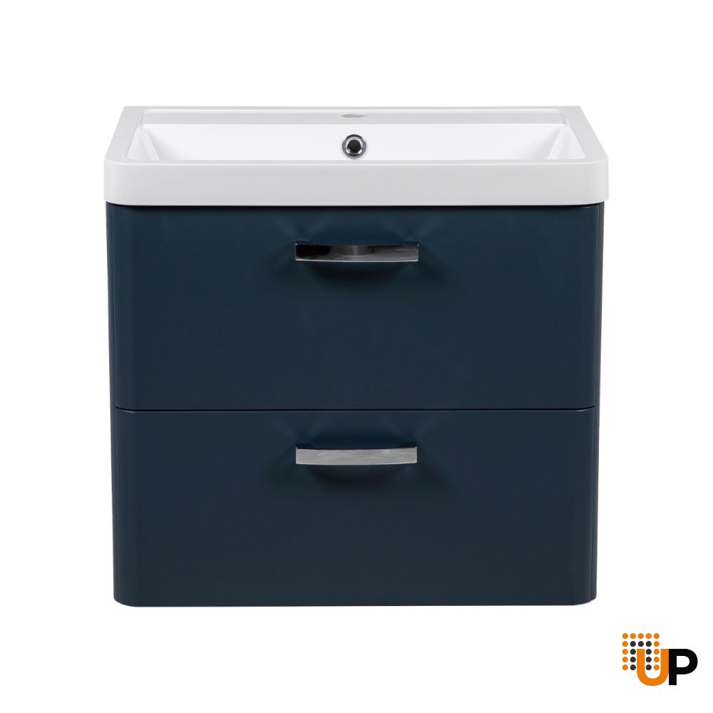 Modern Wall-Mounted Bathroom Vanity with Washbasin | Fiona Blue Matte Collection | Non-Toxic Fire-Resistant MDF photo#4