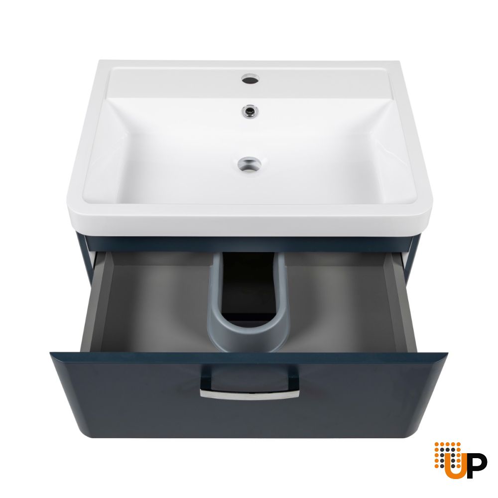 Modern Wall-Mounted Bathroom Vanity with Washbasin | Fiona Blue Matte Collection | Non-Toxic Fire-Resistant MDF photo#5