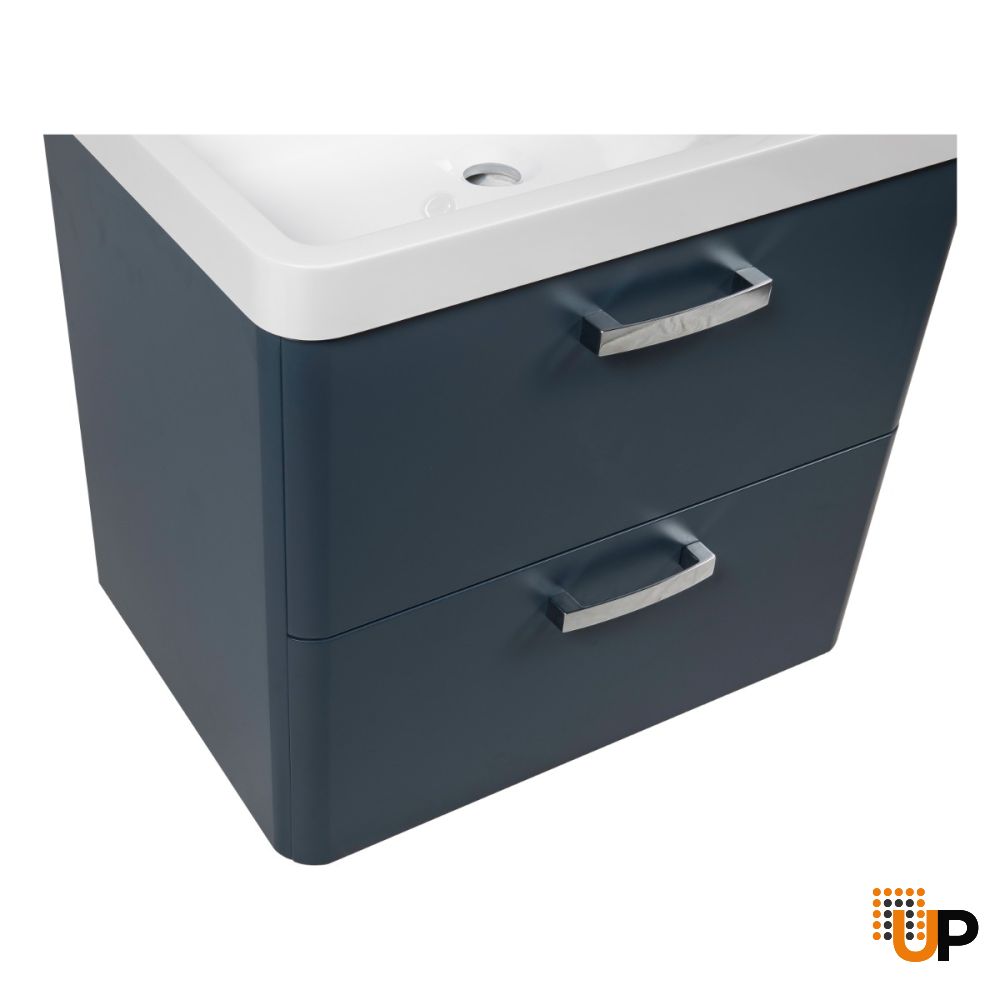 Modern Wall-Mounted Bathroom Vanity with Washbasin | Fiona Blue Matte Collection | Non-Toxic Fire-Resistant MDF photo#6