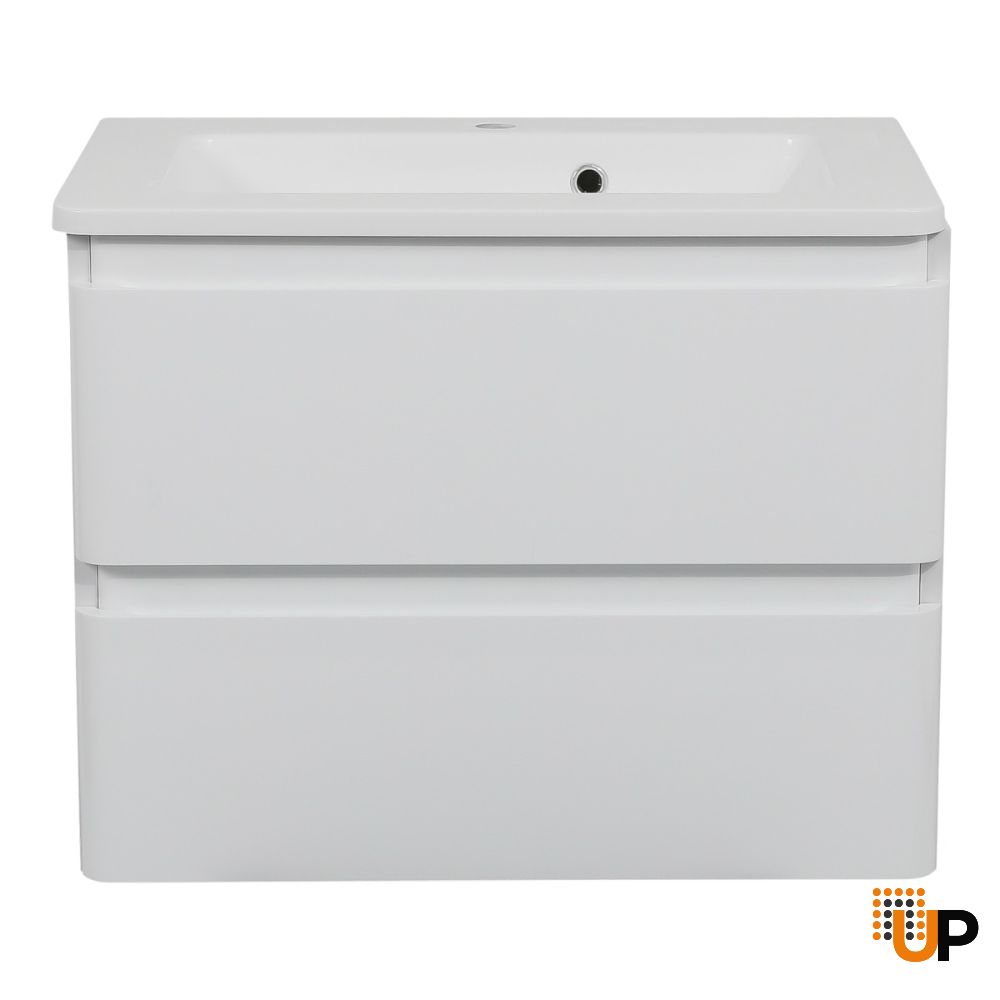 Modern Wall-Mounted Bathroom Vanity with Washbasin | Comfort White High Gloss Collection | Non-Toxic Fire-Resistant MDF-24" photo#3