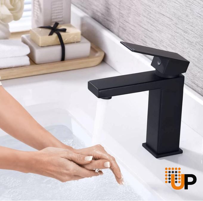 Black Bathroom Faucet, Single Handle Bathroom Faucet for Sink 1 Hole, Lavatory Vanity Tap photo#2