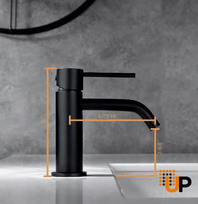 Brass Matte Black Sink Faucet, Single Handle Bathroom Faucet for Sink 1 Hole, Lavatory Vanity Tap photo#2