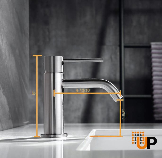 Brushed Nickel Faucet, Single Handle Bathroom Faucet for Sink 1 Hole, Lavatory Vanity Tap photo#2