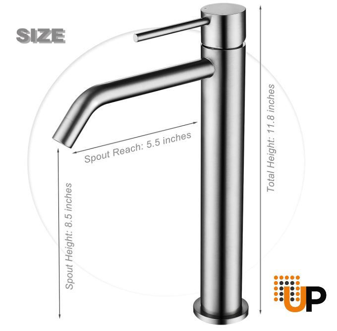 Brushed Nickel Vessel Sink Faucet, Single Handle Bathroom Faucet for Sink 1 Hole, Lavatory Vanity Tap photo#2