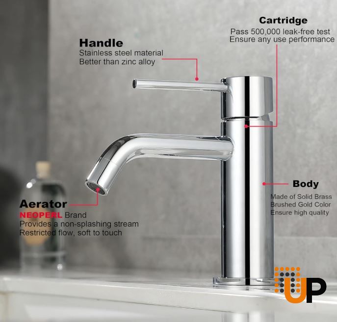 Stainless Steel Faucet, Single Handle Bathroom Faucet for Sink 1 Hole, Lavatory Vanity Tap photo#2