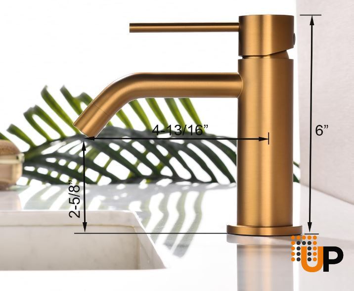 Brushed Brass Sink Faucet, Single Handle Bathroom Faucet for Sink 1 Hole, Lavatory Vanity Tap photo#2