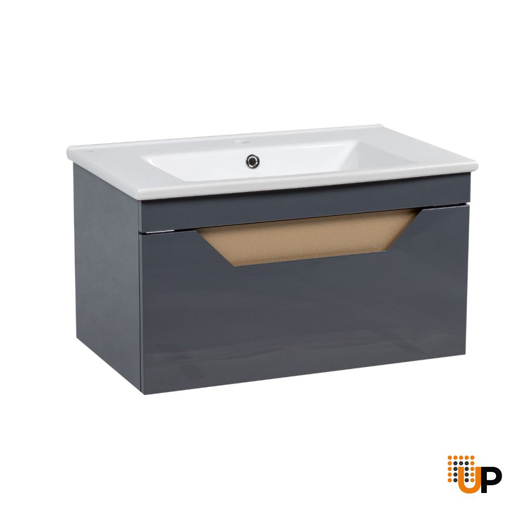 Modern Wall-Mount Bathroom Vanity with Washbasin | Troy Graphite Collection | Non-Toxic Fire-Resistant MDF-30" photo#1