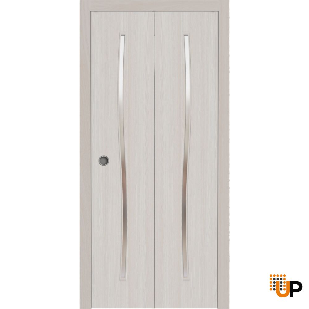 Sliding Closet Bi-fold Doors 84 x 84 inches | BASIC 3002 Ash | Sturdy Tracks Moldings Trims Hardware Set | Wood Solid Bedroom Wardrobe Doors photo#1