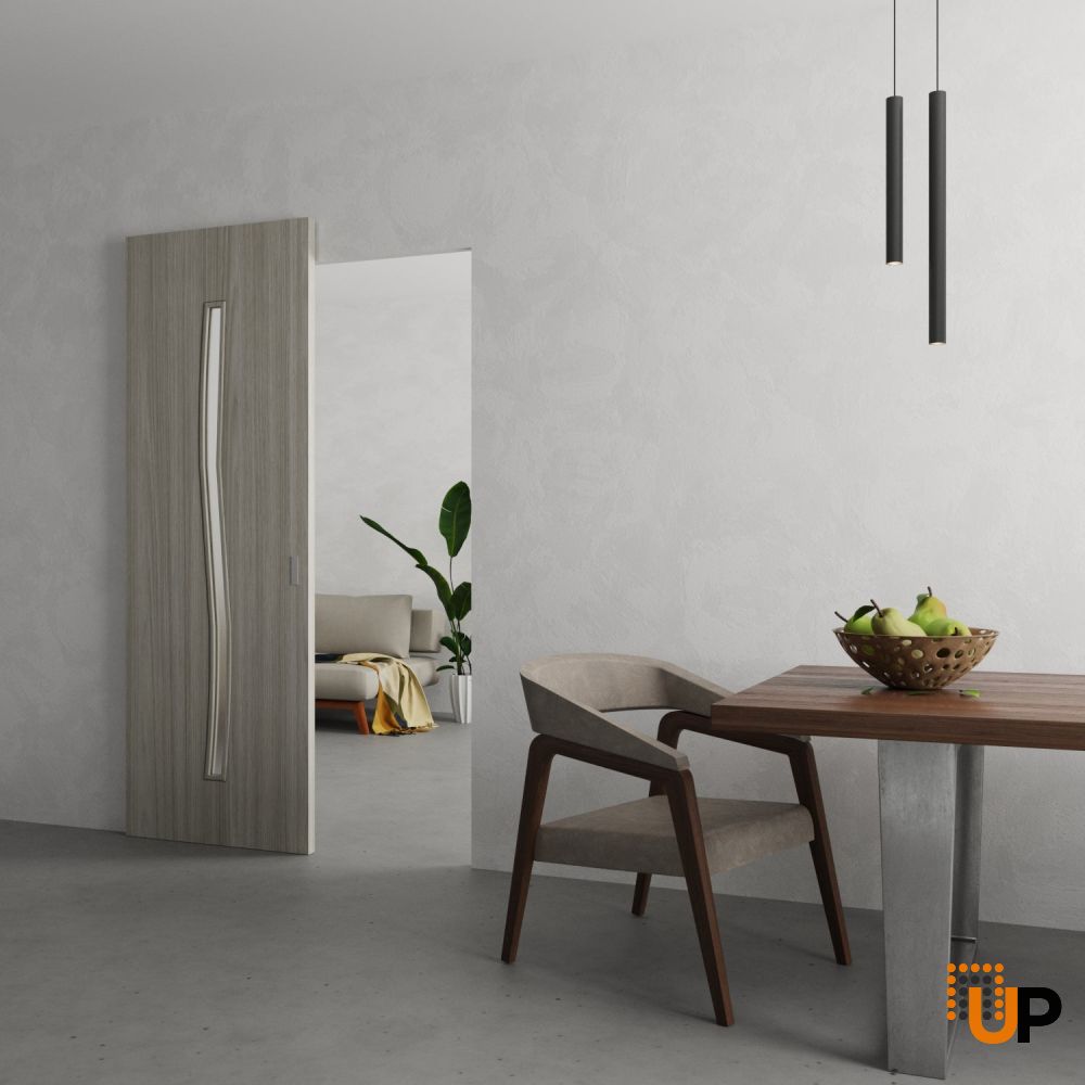 Hidden Barn | Basic 3002 Oak Franko | Wood Veneer Doors | Magic Concealed Sliding Set | 42" x 96" photo#2
