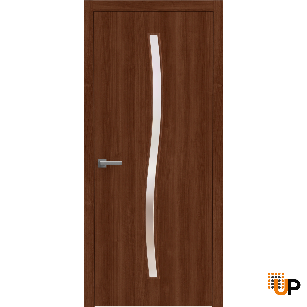 Interior Solid French Door 28 x 84 inches | BASIC 3002 Walnut | Single Regular Panel Frame Handle | Bathroom Bedroom Modern Doors photo#1