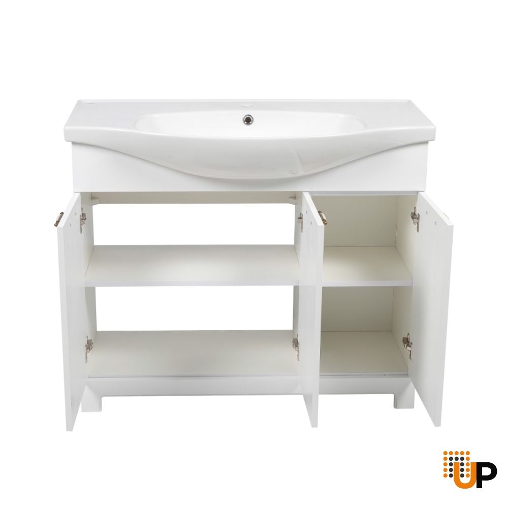Modern Free Standing Bathroom Vanity with Washbasin | Classic White Matte Collection | Non-Toxic Fire-Resistant MDF-40" photo#4
