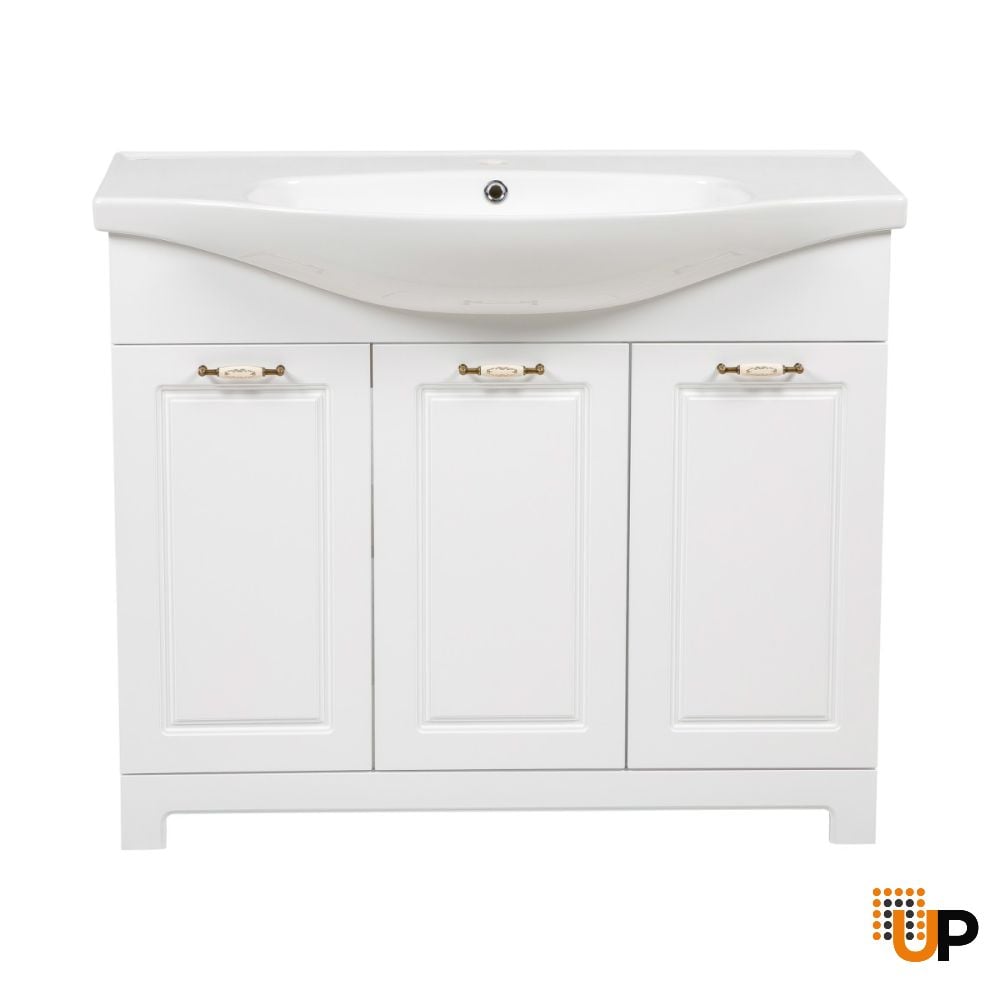 Modern Free Standing Bathroom Vanity with Washbasin | Classic White Matte Collection | Non-Toxic Fire-Resistant MDF-40" photo#5