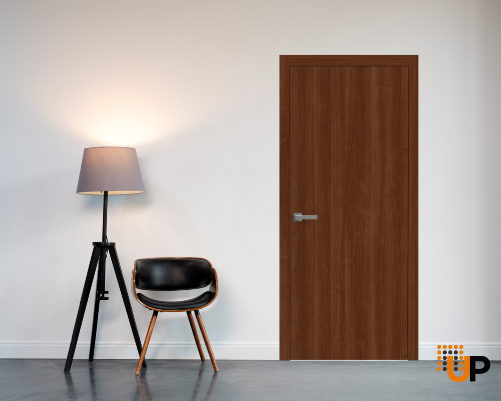 Interior Solid French Door 36 x 80 inches | BASIC 3001 Walnut | Single Regular Panel Frame Handle | Bathroom Bedroom Modern Doors photo#2