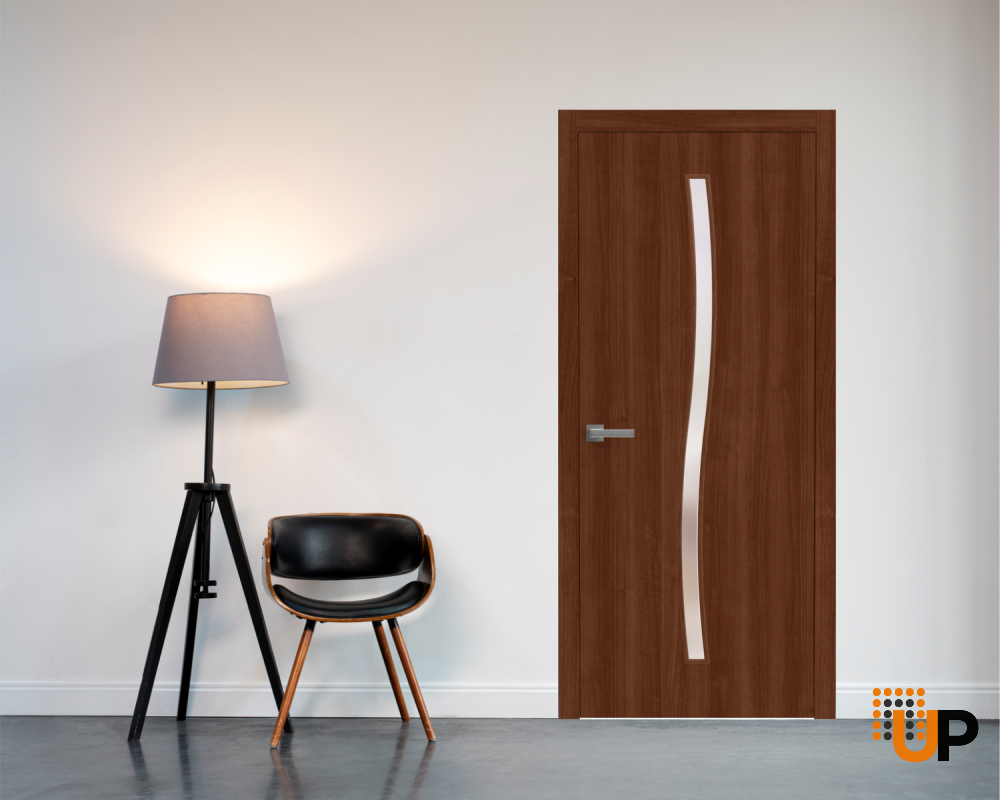 Interior Solid French Door 36 x 84 inches | BASIC 3002 Walnut | Single Regular Panel Frame Handle | Bathroom Bedroom Modern Doors photo#2