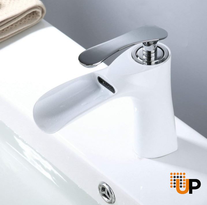 White & Chrome Bathroom Faucet | Single Handle Bathroom Faucet for Sink 1 Hole | Lavatory Vanity Tap photo#3