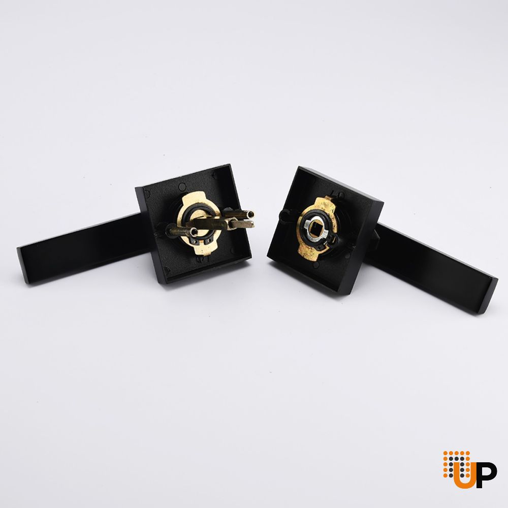 Modern Square Satin Nickel Handle-Matte Black Passage (no Lock) photo#3