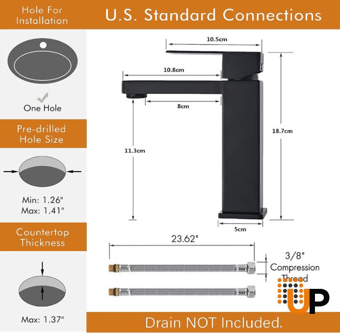 Black Bathroom Faucet, Single Handle Bathroom Faucet for Sink 1 Hole, Lavatory Vanity Tap photo#3