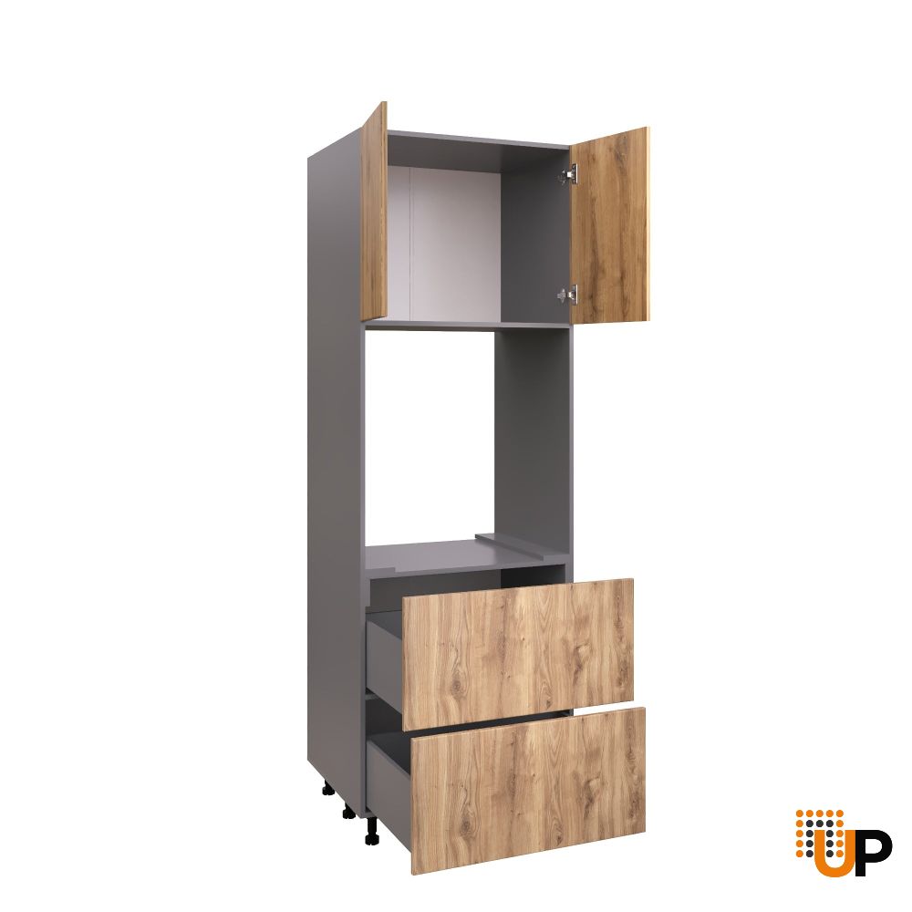 UDOC3096DD-SD-GRE Tall Double Oven Cabinets -with Natural Teak door photo#2