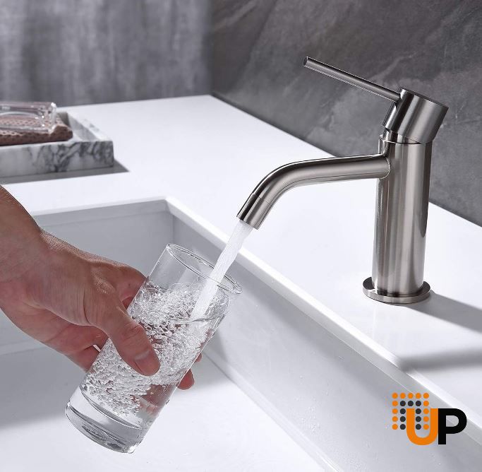 Brushed Nickel Faucet, Single Handle Bathroom Faucet for Sink 1 Hole, Lavatory Vanity Tap photo#3