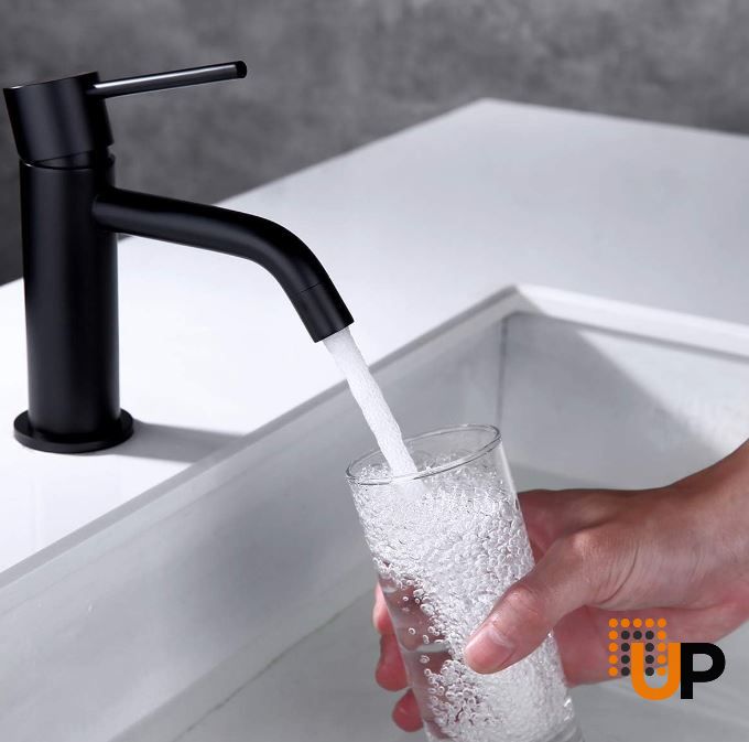 Brass Matte Black Sink Faucet, Single Handle Bathroom Faucet for Sink 1 Hole, Lavatory Vanity Tap photo#4