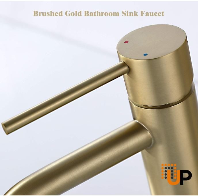 Brushed Gold Sink Faucet, Single Handle Bathroom Faucet for Sink 1 Hole, Lavatory Vanity Tap photo#4