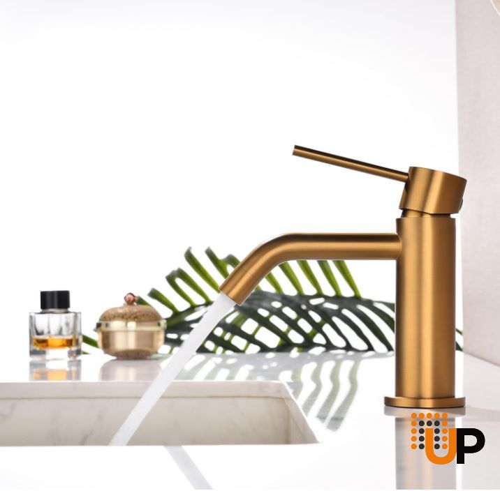 Brushed Brass Sink Faucet, Single Handle Bathroom Faucet for Sink 1 Hole, Lavatory Vanity Tap photo#4