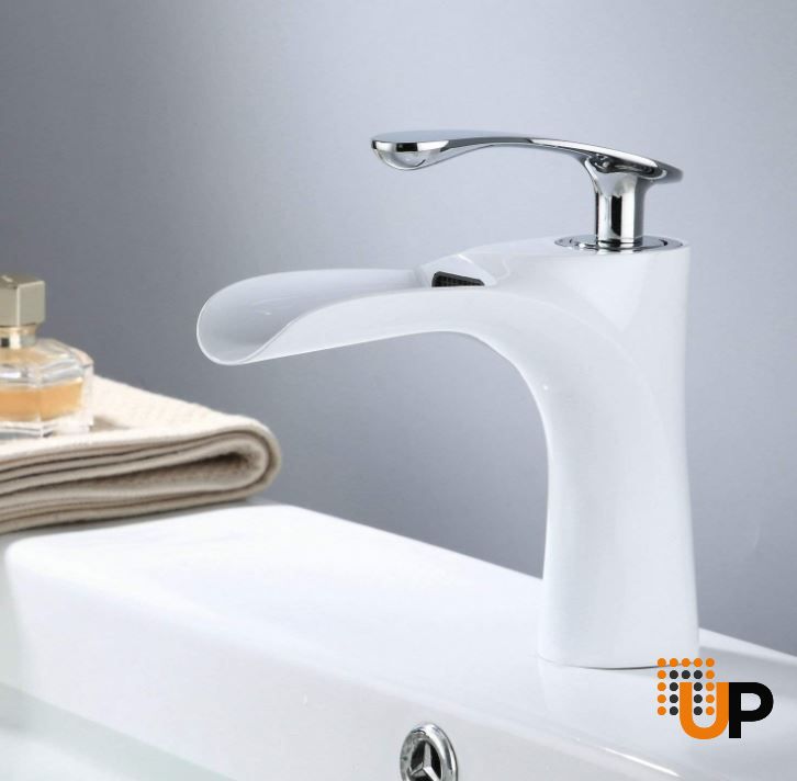 White & Chrome Bathroom Faucet | Single Handle Bathroom Faucet for Sink 1 Hole | Lavatory Vanity Tap photo#4