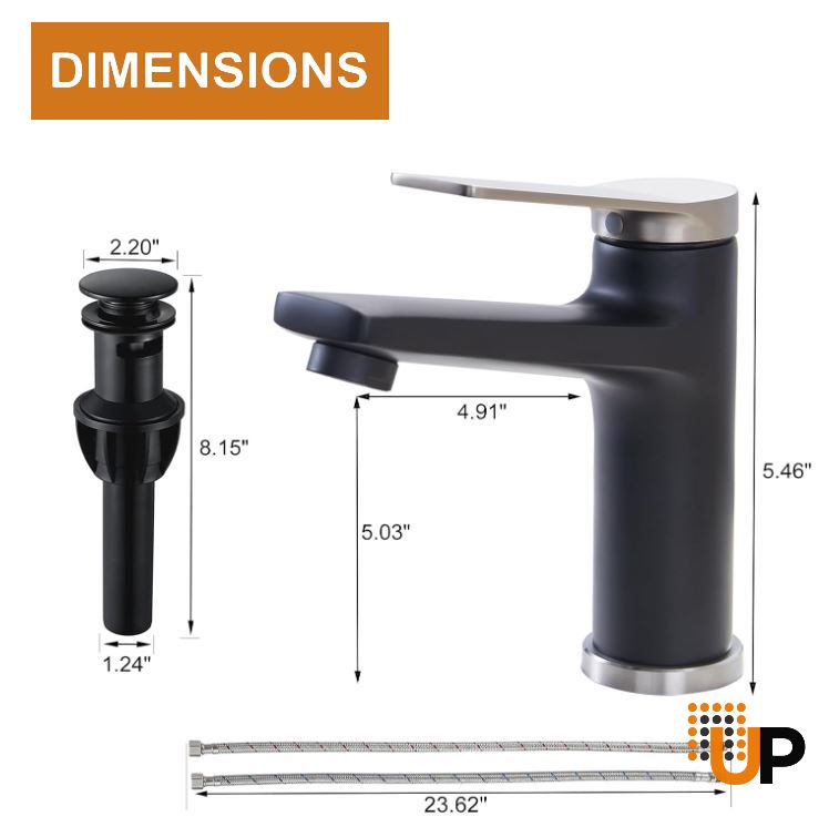Brushed Nickel and Matte Black Single Hole Bathroom Faucet, Single Handle Bathroom Faucet for Sink 1 Hole, Lavatory Vanity Tap photo#6