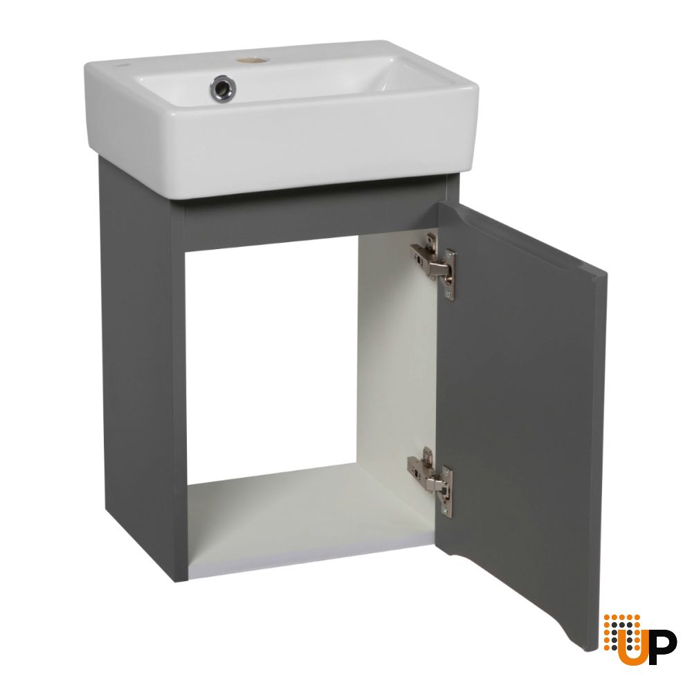 Modern Wall-Mounted Bathroom MINI-Vanity with Washbasin | Comfort Gray Matte Collection | Non-Toxic Fire-Resistant MDF photo#3