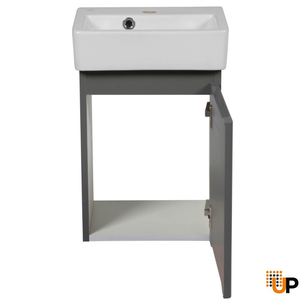 Modern Wall-Mounted Bathroom MINI-Vanity with Washbasin | Comfort Gray Matte Collection | Non-Toxic Fire-Resistant MDF photo#4