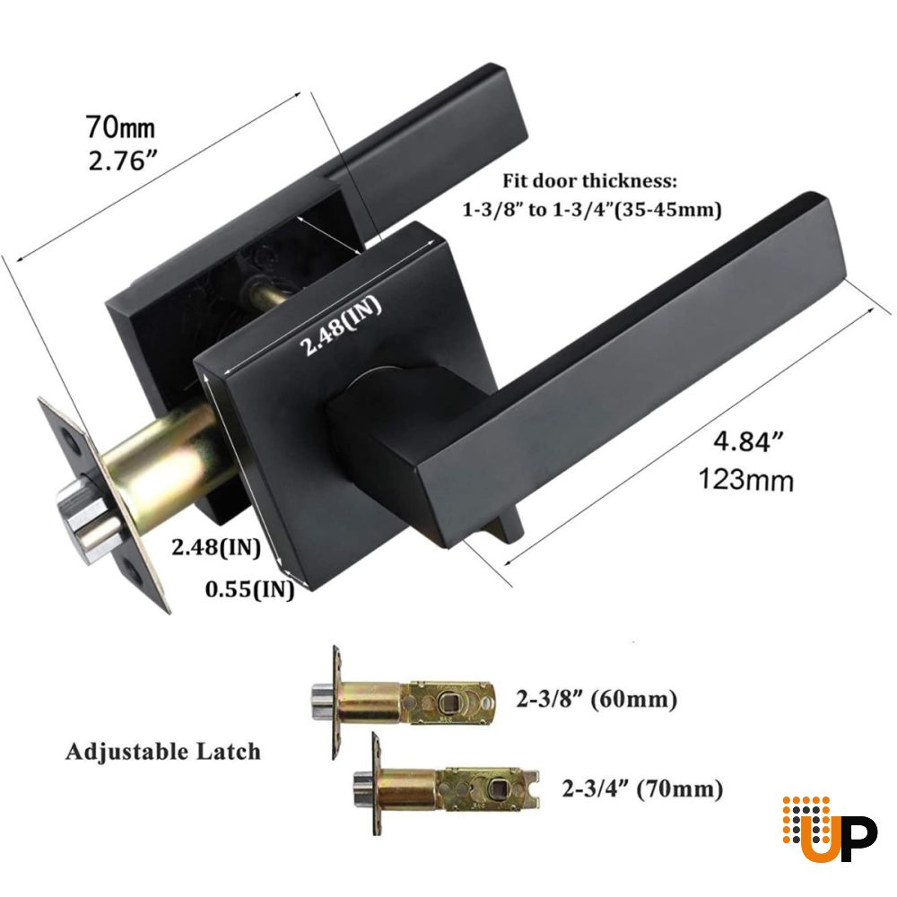 Modern Square Satin Nickel Handle-Matte Black Passage (no Lock) photo#5