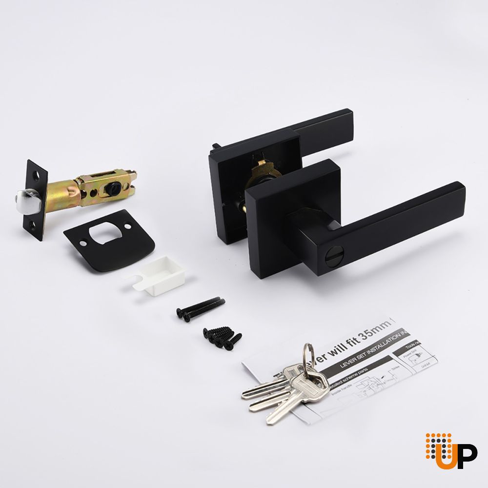 Modern Square Matte Black Privacy Bathroom Bedroom Lock photo#5