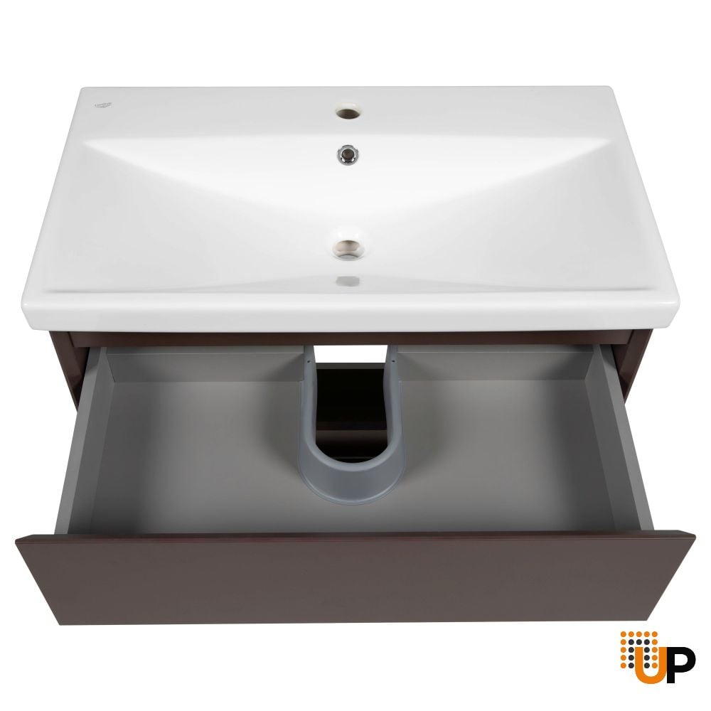 Modern Free standing Bathroom Vanity with Washbasin | Elit Brown Matte Collection | Non-Toxic Fire-Resistant MDF-32" photo#3