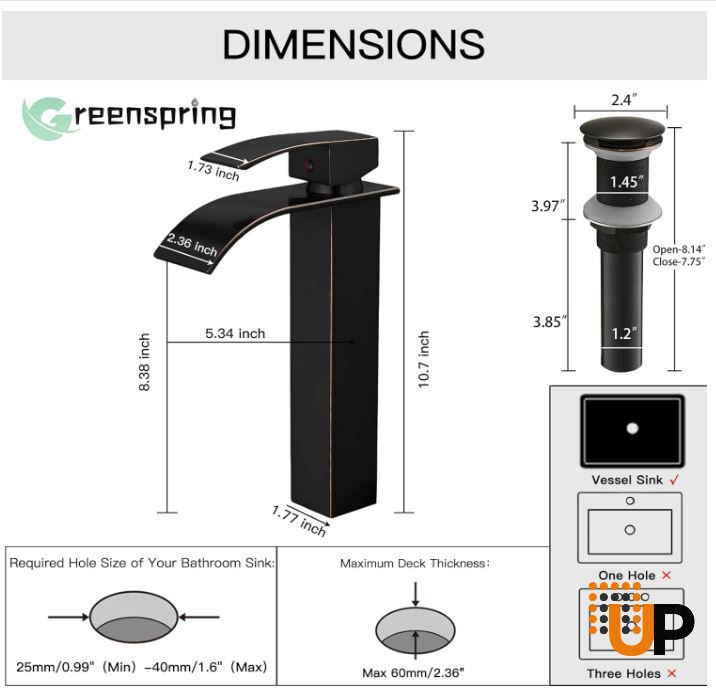 Oil Rubbed Bronze Vessel Sink Faucet, Single Handle Bathroom Faucet for Sink 1 Hole, Lavatory Vanity Tap photo#2