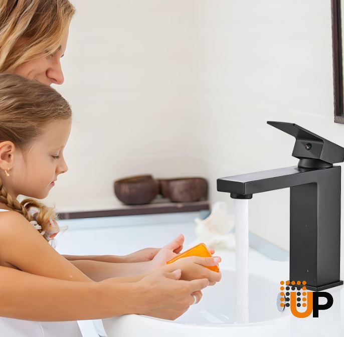 Black Bathroom Faucet, Single Handle Bathroom Faucet for Sink 1 Hole, Lavatory Vanity Tap photo#6