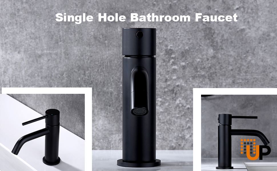 Brass Matte Black Sink Faucet, Single Handle Bathroom Faucet for Sink 1 Hole, Lavatory Vanity Tap photo#6