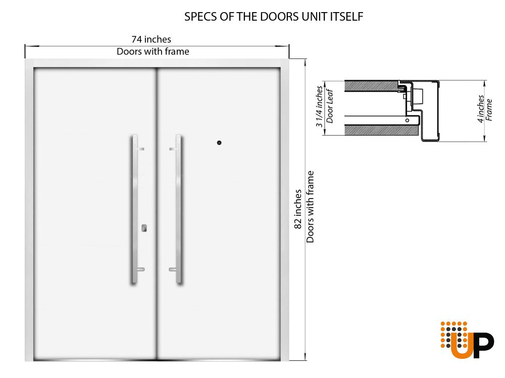 Front Exterior Prehung Steel Double Doors / Deux 1713 Natural Oak / Stainless Inserts Double Modern Painted-Right Hand photo#5