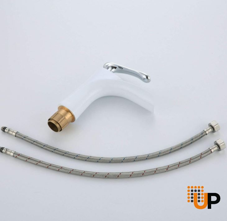 White & Chrome Bathroom Faucet | Single Handle Bathroom Faucet for Sink 1 Hole | Lavatory Vanity Tap photo#7