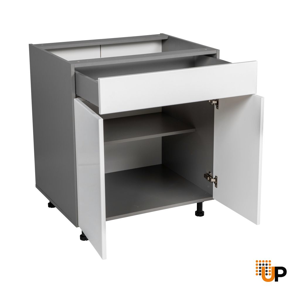 24" Base Cabinet Double Door Single Drawer with White Gloss door photo#2