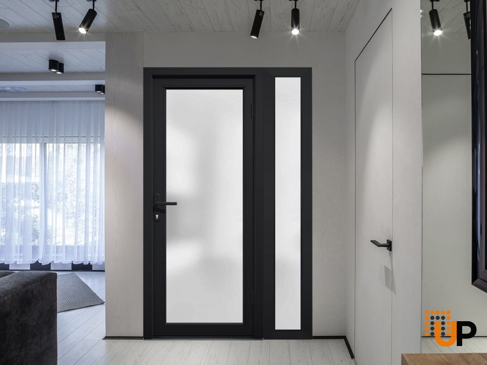 Metal-Plastic Side Lite for Entry Door Black-16" x 82" photo#3