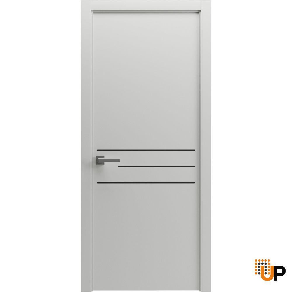 Modern Wood Interior Door with Hardware | Riviera 9001 Painted Grey 34" x 88" | Single Panel Frame Trims | Bathroom Bedroom Sturdy Doors photo#1