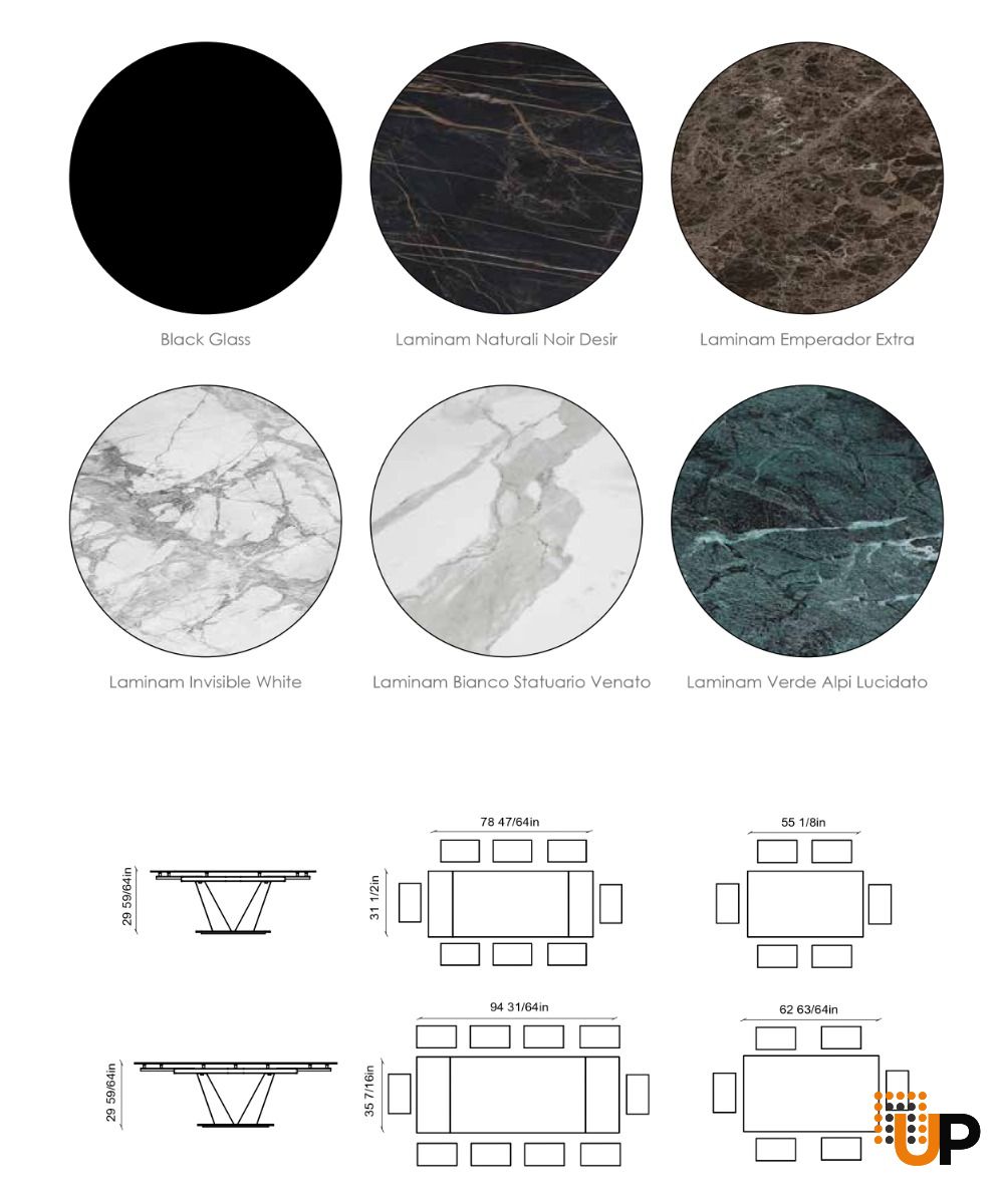 Dining Table PARMA 62(94)x35x29 Black Glass photo#6