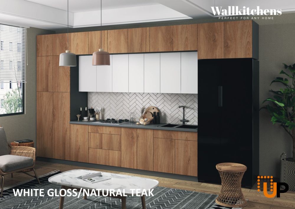 Kitchen Serene Collection Natural Teak & White Gloss Color Base Size 15Ft Wide photo#2