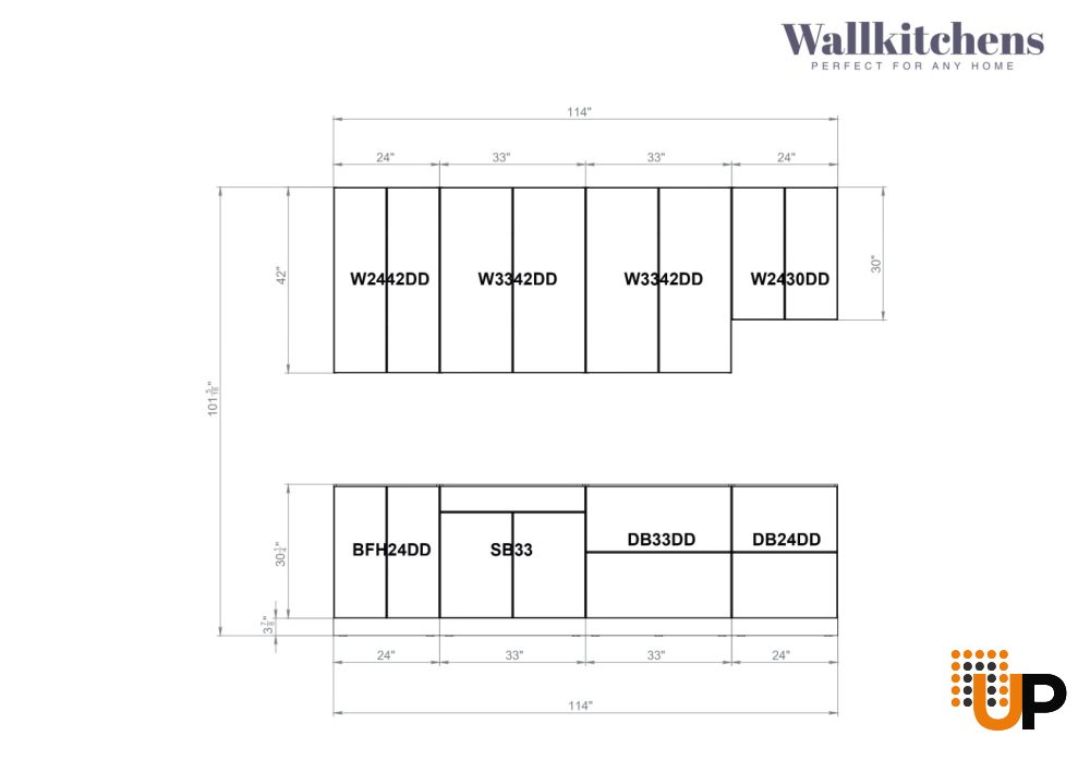Kitchen Contemporary Collection White Matte Color Base Size 9.5Ft Wide photo#4
