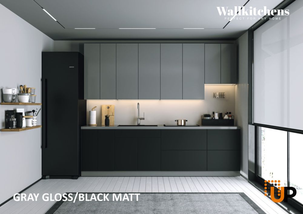 Kitchen Contemporary Collection Black Color & Gray Base Size 9.5Ft Wide photo#2