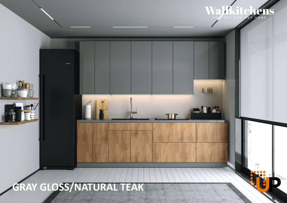 Kitchen Contemporary Collection Natural Teak & Gray Color Base Size 9.5Ft Wide photo#2