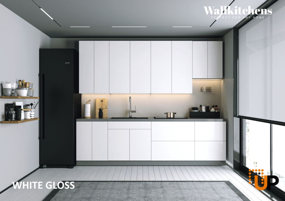 Kitchen Contemporary Collection White Gloss Color Base Size 9.5Ft Wide photo#2