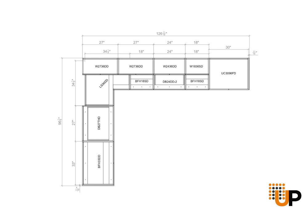 Kitchen Harmony Collection White Gloss & Natural Teak Color Base Size 8x10Ft Wide photo#4